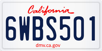 CA license plate 6WBS501