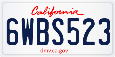 CA license plate 6WBS523