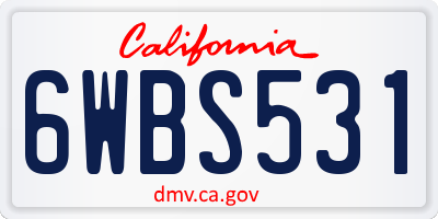 CA license plate 6WBS531