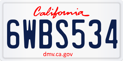 CA license plate 6WBS534