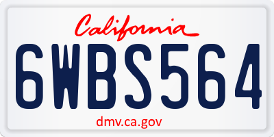 CA license plate 6WBS564
