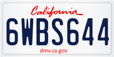 CA license plate 6WBS644