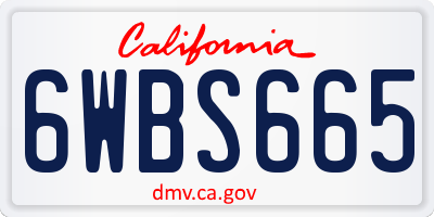 CA license plate 6WBS665
