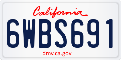 CA license plate 6WBS691