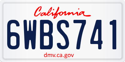 CA license plate 6WBS741
