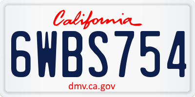 CA license plate 6WBS754