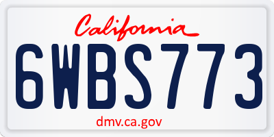 CA license plate 6WBS773