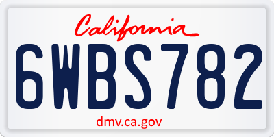 CA license plate 6WBS782