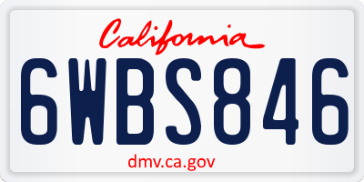 CA license plate 6WBS846
