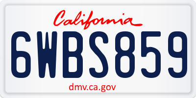 CA license plate 6WBS859
