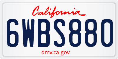 CA license plate 6WBS880