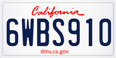 CA license plate 6WBS910