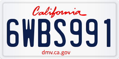 CA license plate 6WBS991