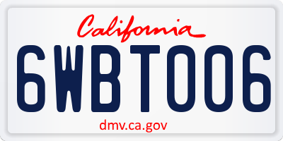 CA license plate 6WBT006