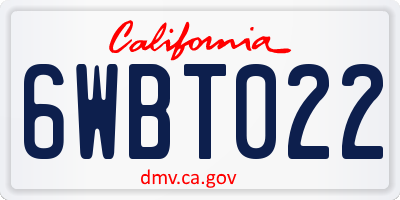 CA license plate 6WBT022