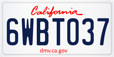 CA license plate 6WBT037