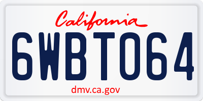 CA license plate 6WBT064