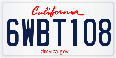CA license plate 6WBT108