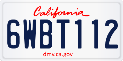 CA license plate 6WBT112