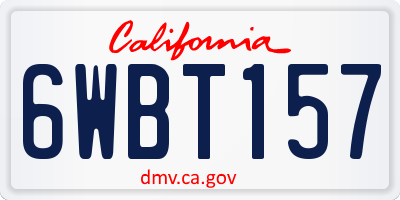 CA license plate 6WBT157