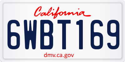 CA license plate 6WBT169