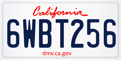 CA license plate 6WBT256