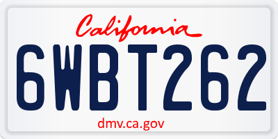 CA license plate 6WBT262