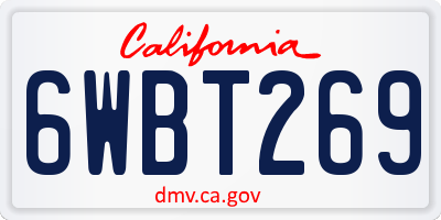CA license plate 6WBT269