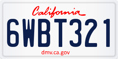 CA license plate 6WBT321