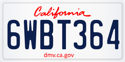 CA license plate 6WBT364