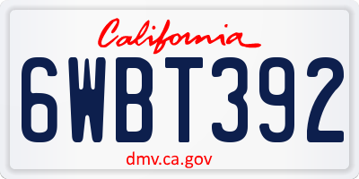 CA license plate 6WBT392