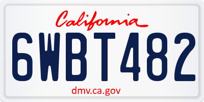 CA license plate 6WBT482