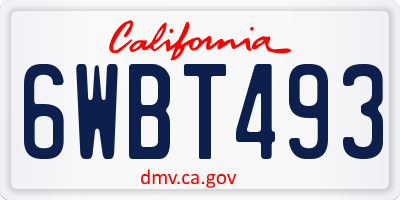 CA license plate 6WBT493