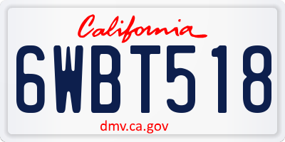 CA license plate 6WBT518