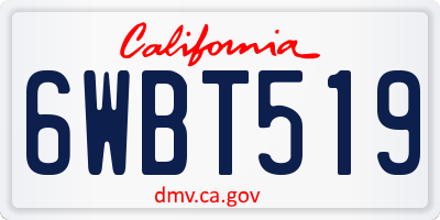 CA license plate 6WBT519