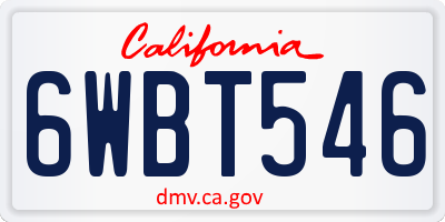 CA license plate 6WBT546