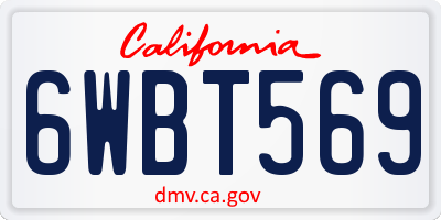 CA license plate 6WBT569
