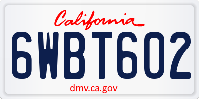 CA license plate 6WBT602