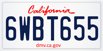 CA license plate 6WBT655
