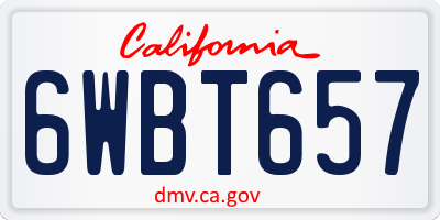 CA license plate 6WBT657