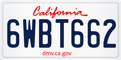 CA license plate 6WBT662