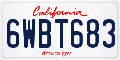 CA license plate 6WBT683