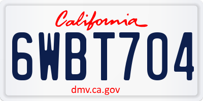 CA license plate 6WBT704