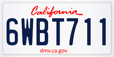 CA license plate 6WBT711