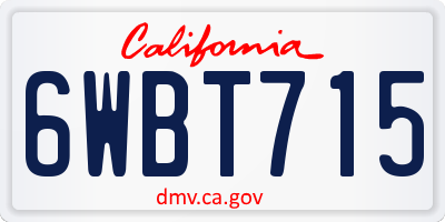CA license plate 6WBT715