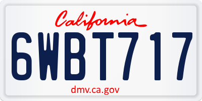 CA license plate 6WBT717