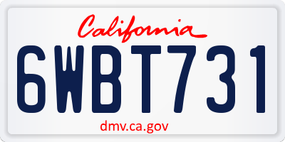 CA license plate 6WBT731