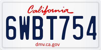 CA license plate 6WBT754