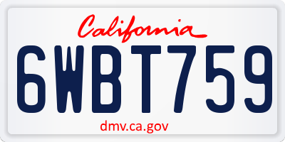 CA license plate 6WBT759