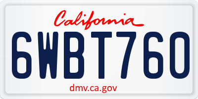 CA license plate 6WBT760